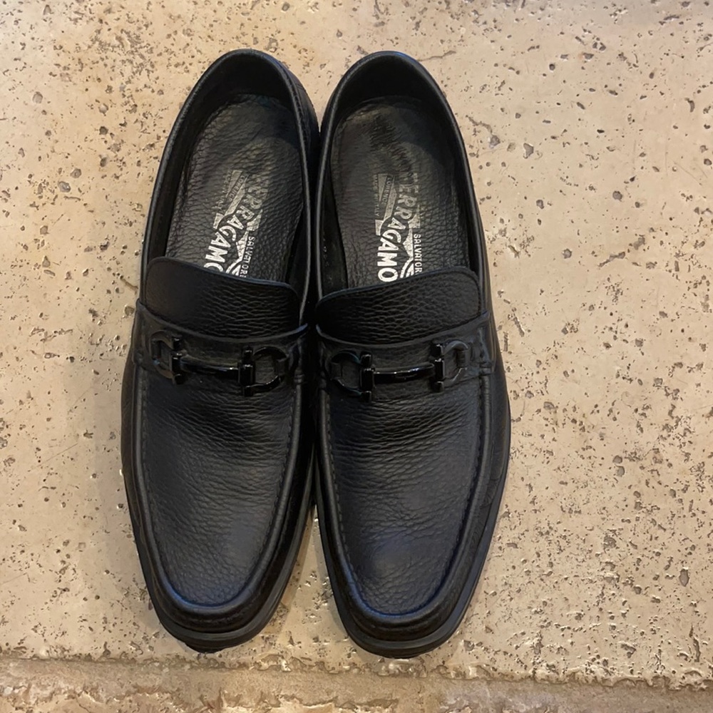 Salvatore Ferragamo black leather loafers